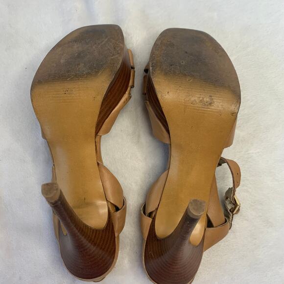 VTG Guess Womens Sz 8 Tribute Style Open Toe Strappy Nude High Heels - Picture 11 of 11